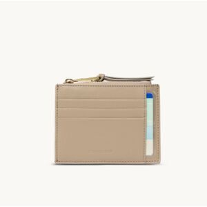 LEO et Violette Le Porte-cartes ID Zippé Leather Wallet Greige Tan